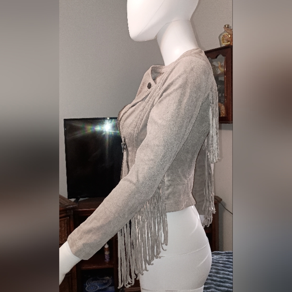 Hollister Gray Leather Jacket Modern Style Petite XS